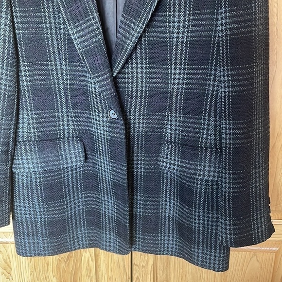 Talbots Plaid Button Up Wool Blazer Black/Grey size 10 - Picture 3 of 9